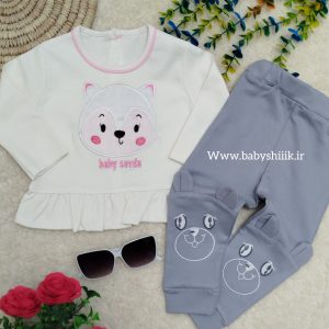 بلوز و شلوارنخ پنبه مجلسی طوسی