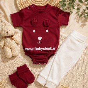 بادی و شلوار نوزادی زرشکی